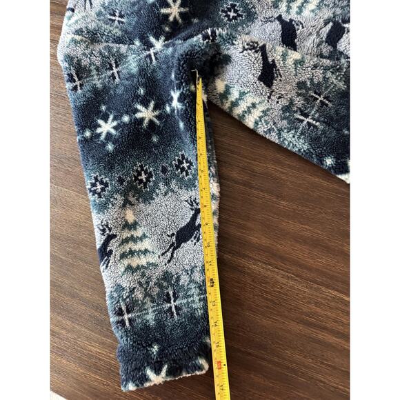 Vintage LL Bean Jacket Fleece Deep Pile Blue Reindeer USA Made 90s M - Picture 7 of 13